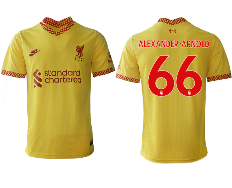 Men 2021-2022 Club Liverpool Second away aaa version yellow #66 Soccer Jersey->liverpool jersey->Soccer Club Jersey